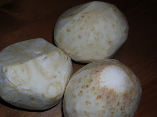 My celery roots, all peeled and clean