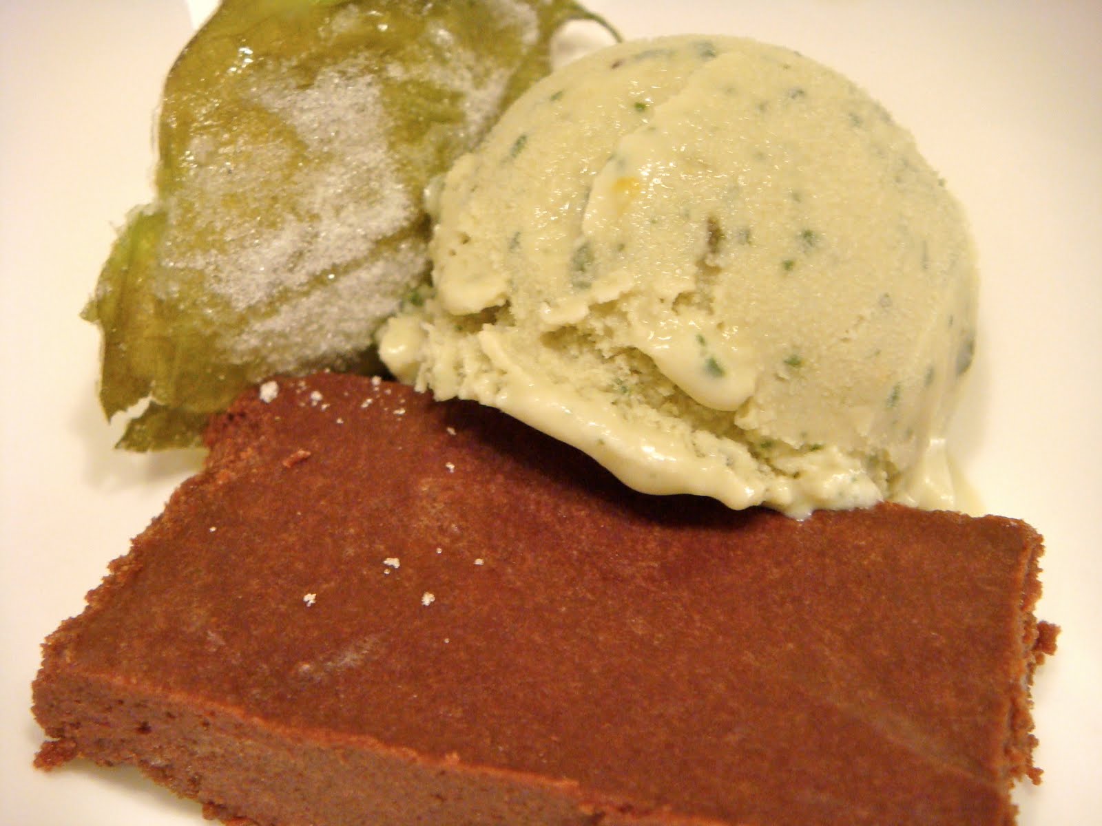 Delicious Dishings Celebrating With Chocolate Terrine And Basil Ice Cream