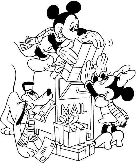 Colouring Picture of Minnie Mouse, Mickey Mouse and Pluto with  title=