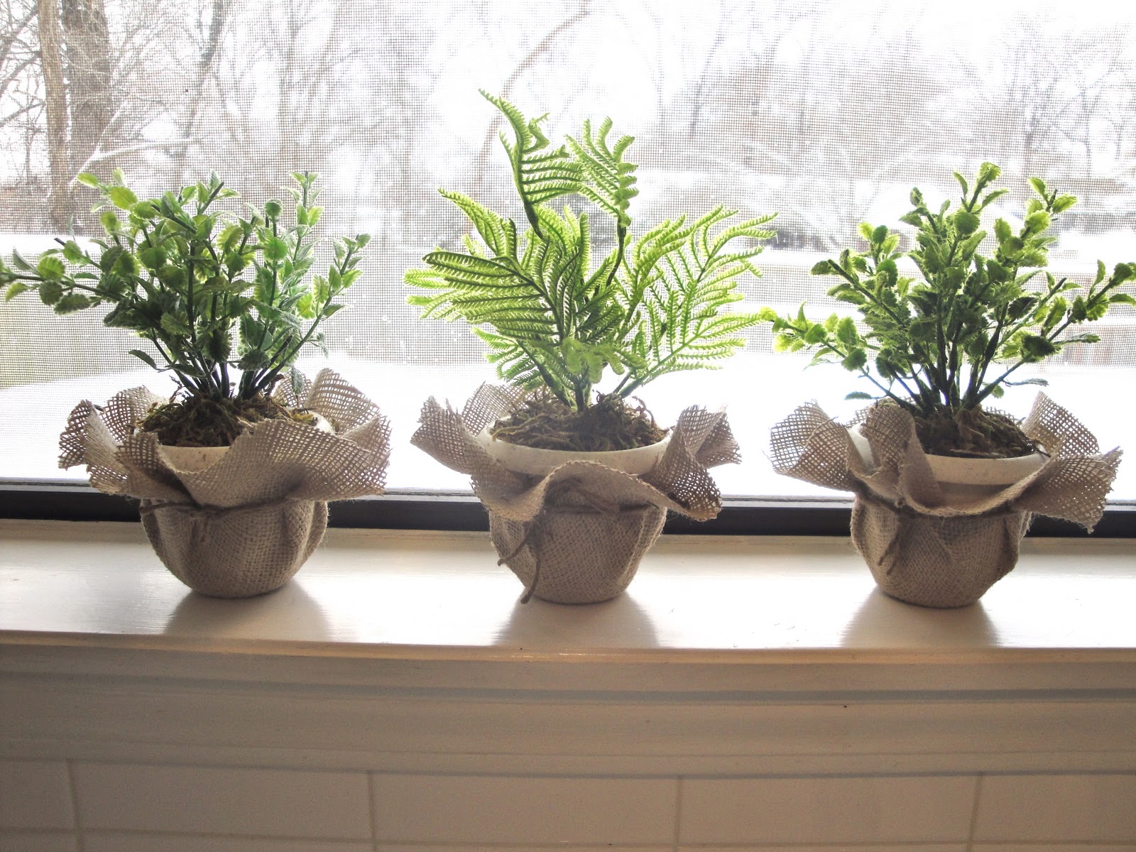 Posh House Originals DIY Faux Potted Plants Wrapped in Burlap