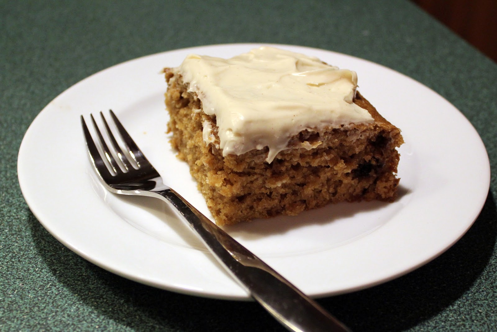 My Life On A Plate Spiced Applesauce Cake w/Cream Cheese Frosting
