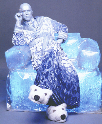 Why is he wearing fuzzy slippers? Warmth is fatal to him.