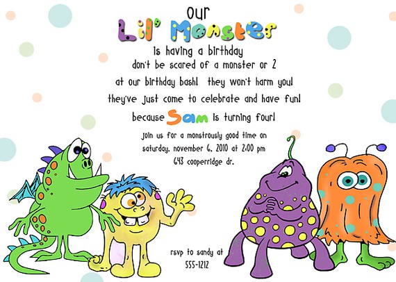 lil monster birthday invitations
