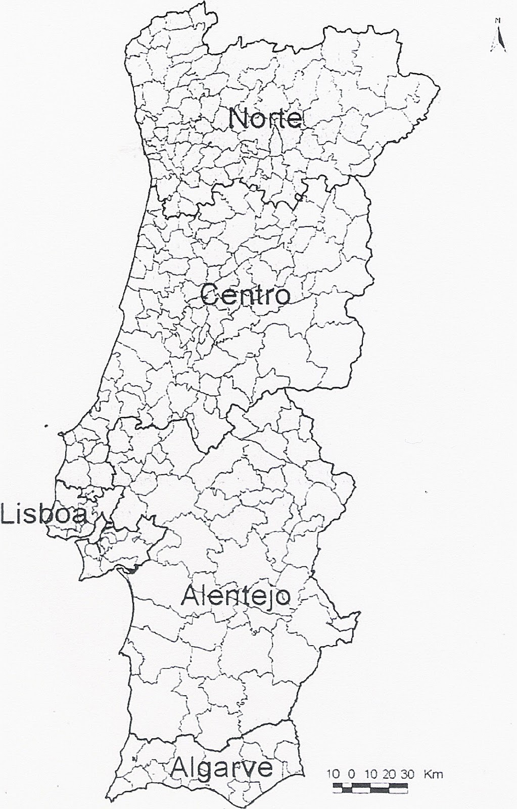 Mapa de Portugal para colorir