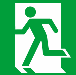Image of a Green and White 'Running Man' sign.