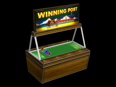 Image of a virtual horse racing penny betting game from an amuesment arcade.