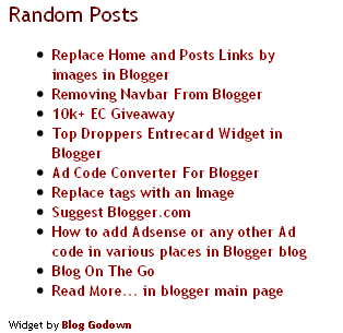 Random Posts Blogger Widget Random Posts Blogger Widget, Random Posts Blogger Widget