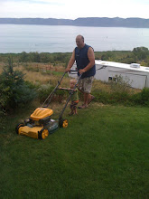 Linkin and papa Mowing the Lawn in Bear lake
