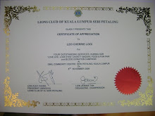 Certificate of appreciation from Lions Club of KL Seri Petaling