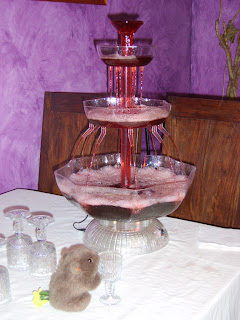 The Wombat examines the cocktail fountain