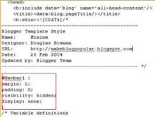 hide Blogger Navbar
