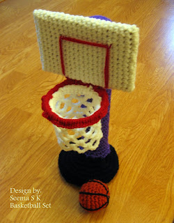 Hooks, Needles and Brushes: BasketBall Set crochet pattern.