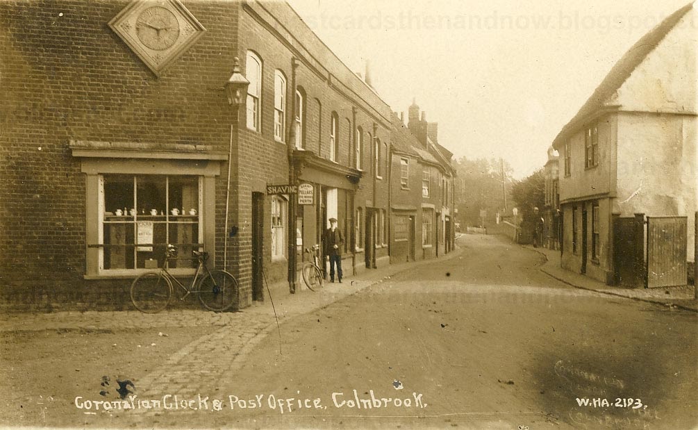 Postcards Then and Now Colnbrook Coronation Clock and Post Office c1910