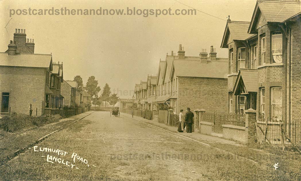 Postcards Then and Now Langley, Berkshire, Elmhurst Road c1910