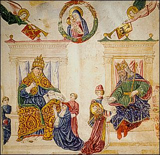 1467 Constituzioni e Privilegi dello Studio Bolognese: Pope Paul II and Emperor Frederick III