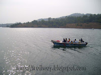 Panshet Dam group boating near Pune in India Panshet Dam group boating near Pune in India
