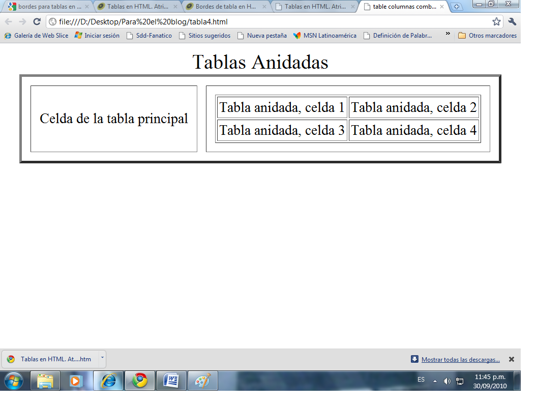 Html Extremo TABLAS ANIDADAS