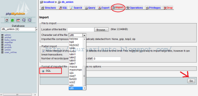 import database MySQL