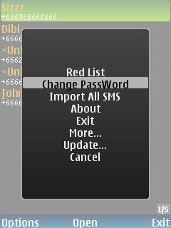 Smser threaded SMS display and password protection
