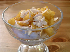 coconut rice pudding with caramelized pineapple