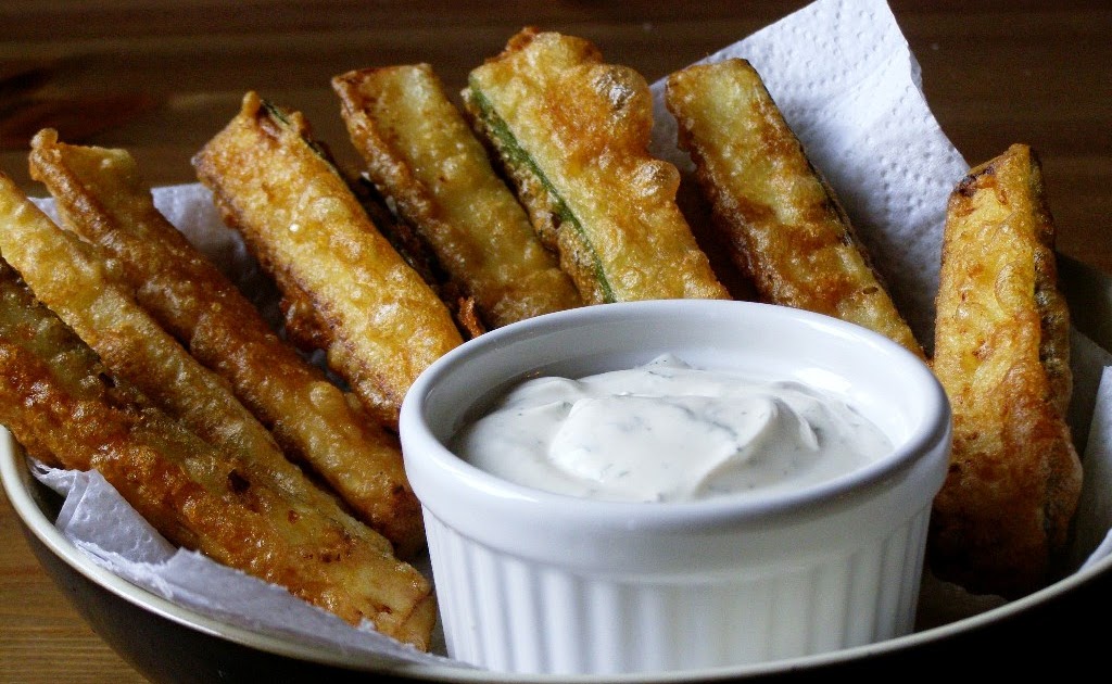 maple•spice Beer Battered Zucchini Sticks with a Vegan Ranch Style Dip