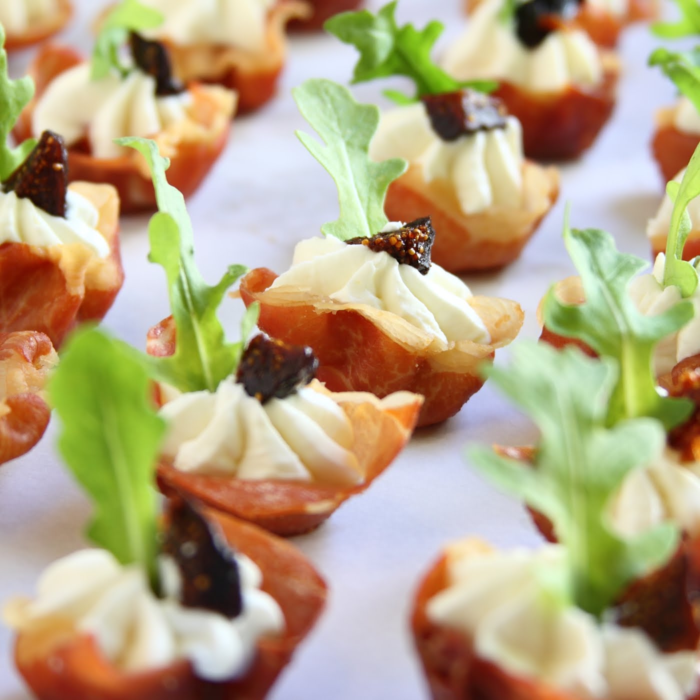 ShowFood Chef Appetizer Prosciutto Cups with Goat Cheese and Fig