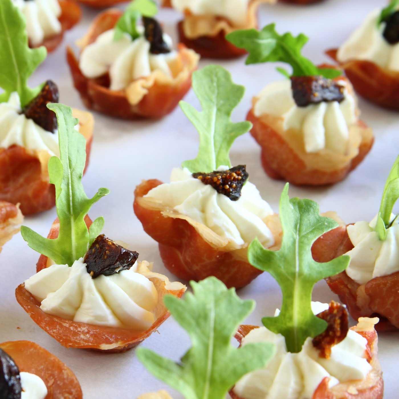 ShowFood Chef Appetizer Prosciutto Cups with Goat Cheese and Fig