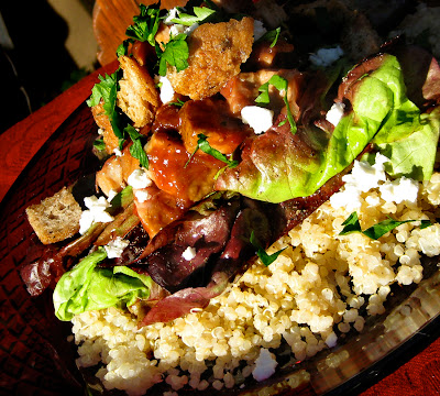quinoa rhubarb gastrique salad