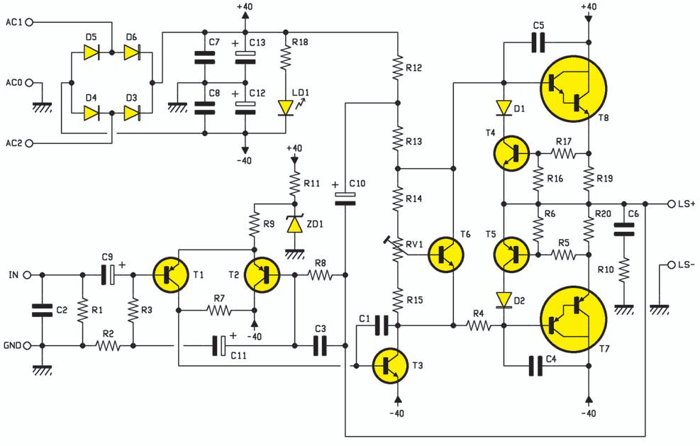 Figure 1 Schéma électrique de l’amplificateur.