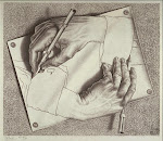 "MANOS DIBUJANDO" litografía (1948) de M.C. ESCHER