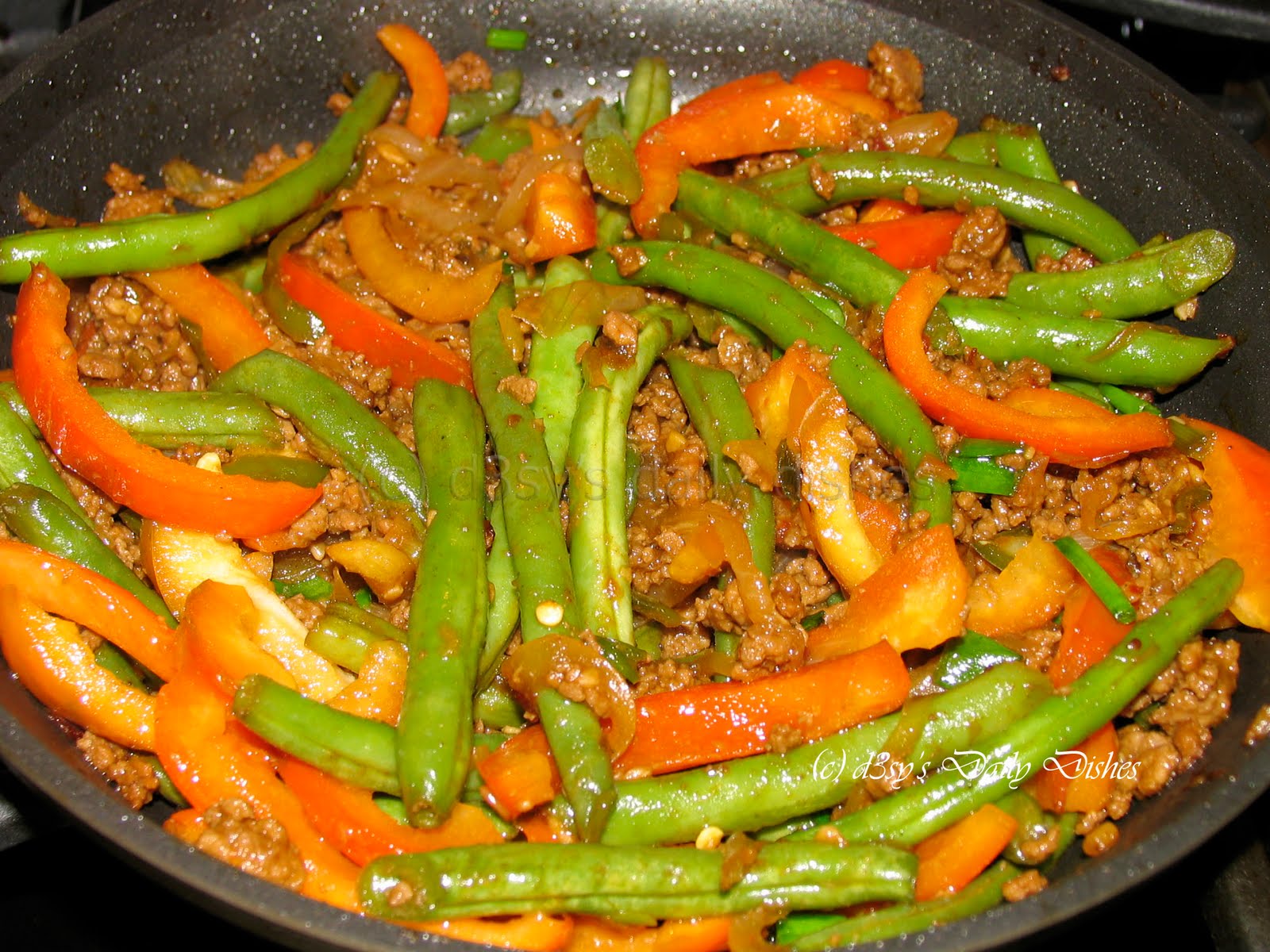 d3sy's Daily Dishes Stirfry Green Beans with Ground Beef ( Tumis