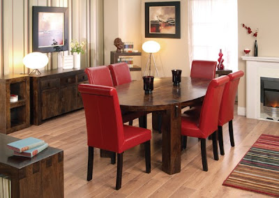 Malaya Mango Oval Dining Set with Leather Chairs from furniture123 Malaya Mango Oval Dining Set with Leather Chairs from furniture123