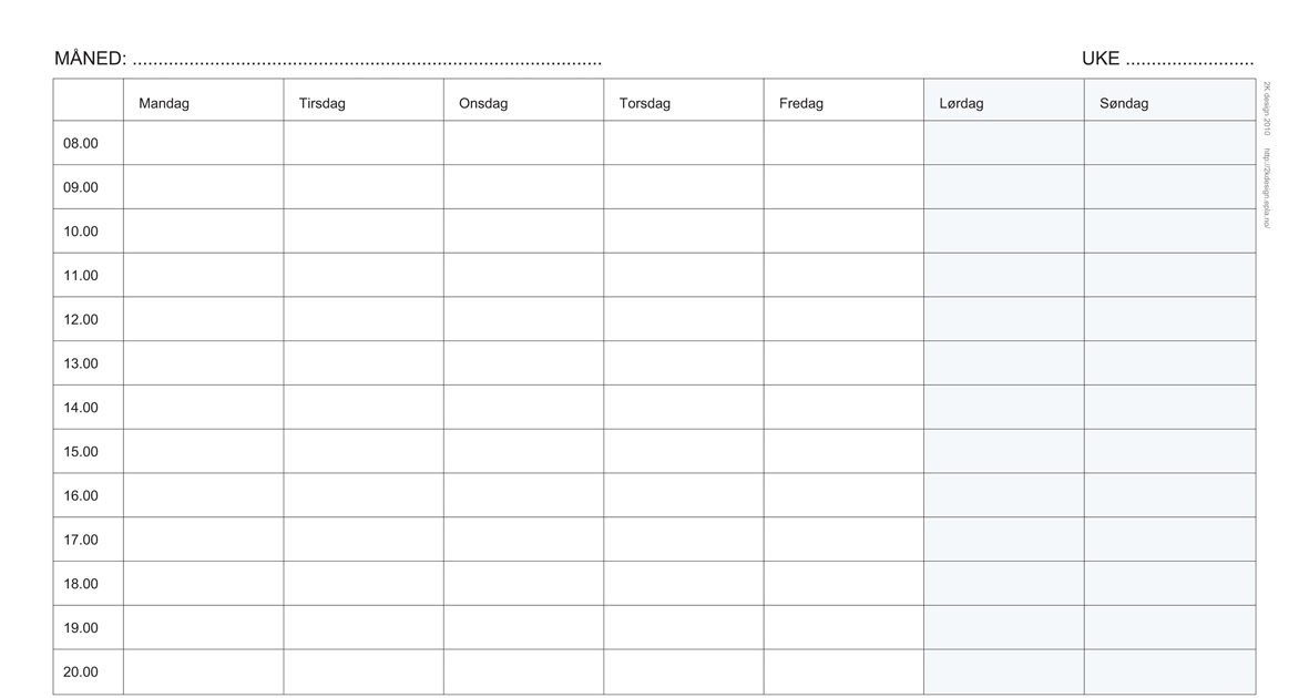Tones Univers Planlegg ukens aktiviteter!