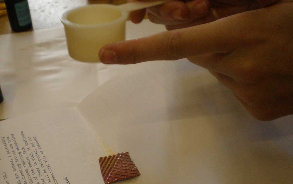 Enamelling in progress Beginning to enamel