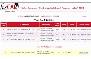 HSCAP NIC Kerala Results 2010 Announced
