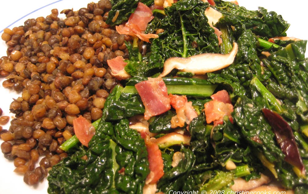 Christine Cooks Sautéed Kale With Pancetta And Shiitake Mushrooms