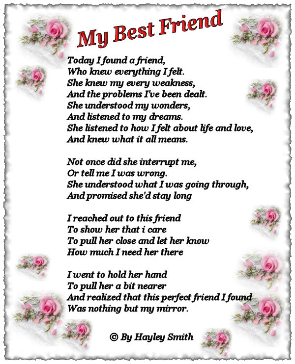 i love you best friend poems. My Best Friend