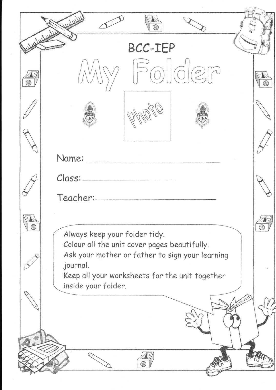Free editable homework folder cover picture