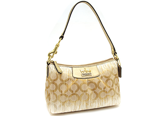 COACH NWT Madison Ikat Top Handle Pouch Gold 42684