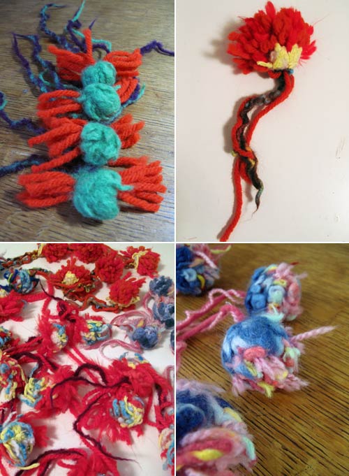 felted wool pom poms