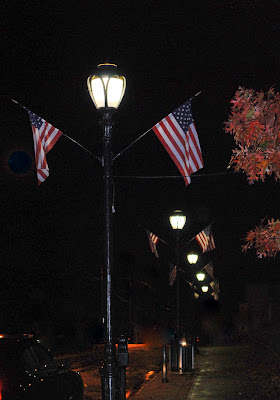 Derby lamp post at night
