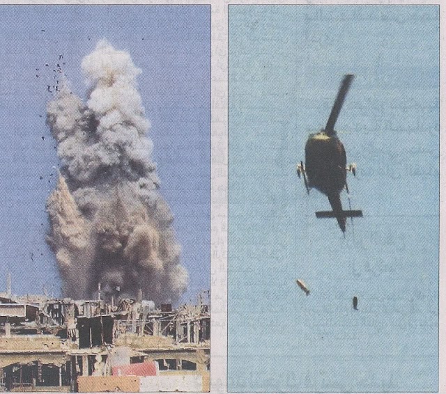 Líbano bombardeando insurgentes com o Huey