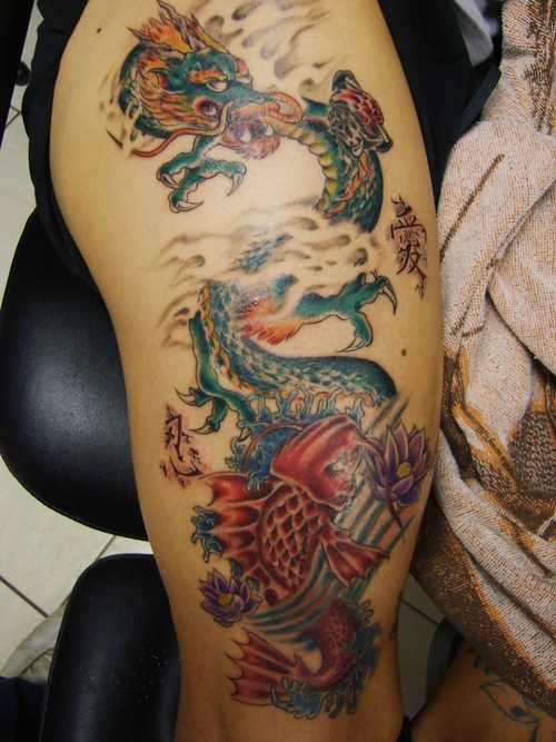 Dragon And Koi Tattoo