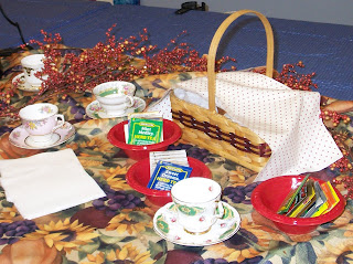 table with tea cups and muffins