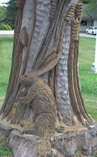 close-up of carved rabbit