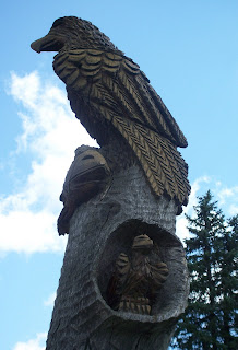 close-up of carved eagle