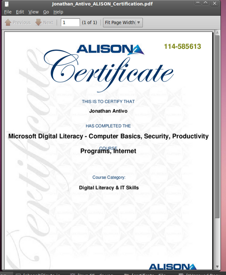 jonathan antivo september 2010 alison certificate