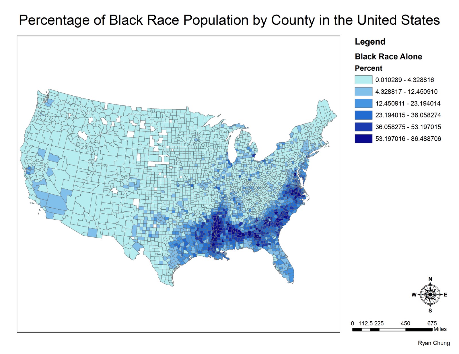 53 197016 to 86 488706 inferring that those areas shaded in a very dark green will have a very significant proportion of african american inhabitants 53 197016 to 86 488706 inferring that those areas shaded in a very dark green will have a very significant proportion of african american inhabitants