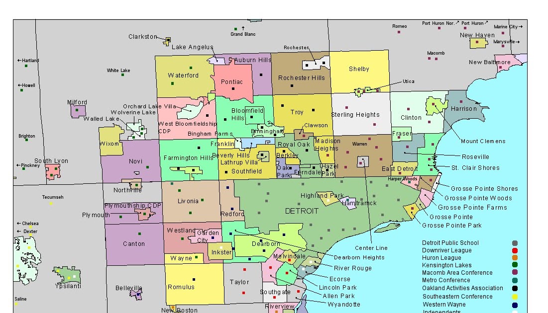 Map Of Metro Detroit Genuinely Sarcastic: Metro Detroit Public High School Football Map