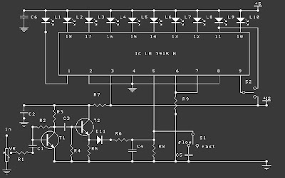 Rangkaian Rangkaian 10 Led Sound Meter Rangkaian 10 Led Sound Meter
